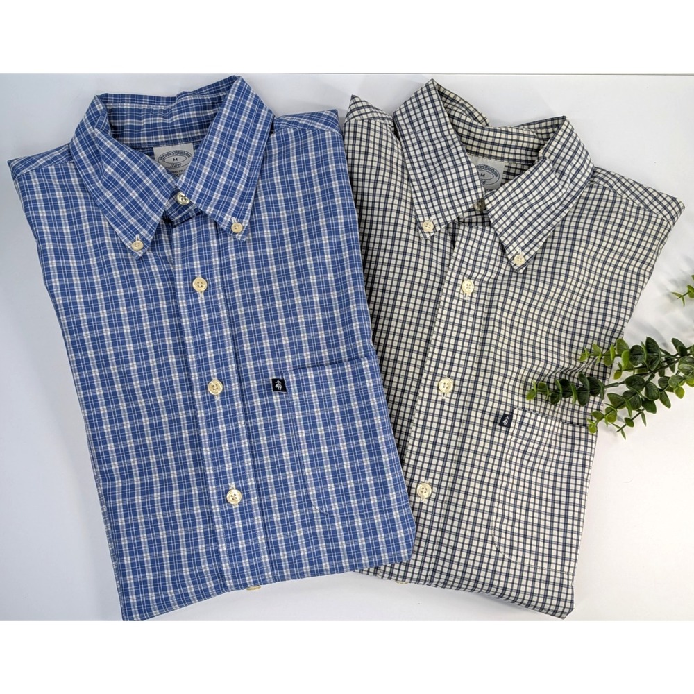 LOT 2😍Brooks Brothers 346 Original Polo M Cotton Long Sleeve Button Men Shirts